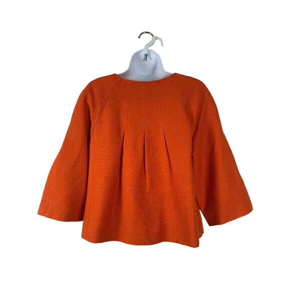 Pursuits, Ltd Womans Textured 3/4 Sleeve Orange Swing Jacket Size 12 - Picture 5 of 10